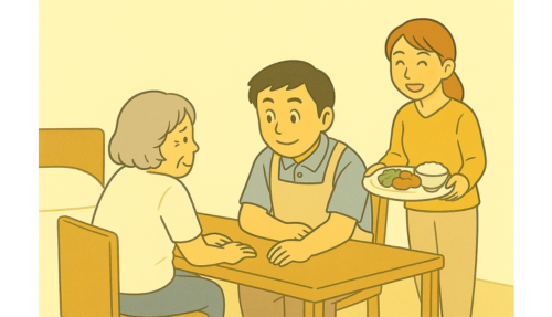 食事介助、家族の協力