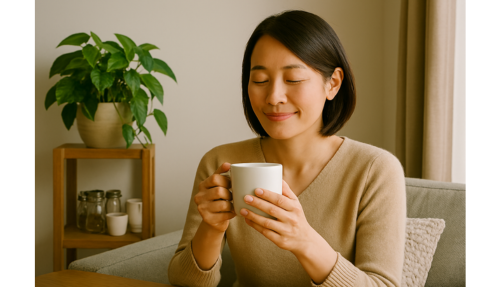 自宅でゆっくり過ごす女性