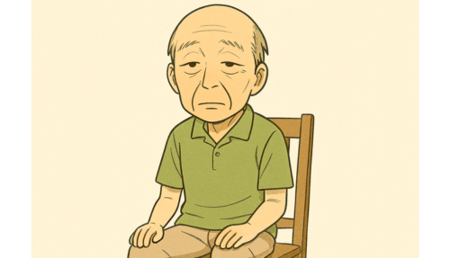 椅子に座るAさん