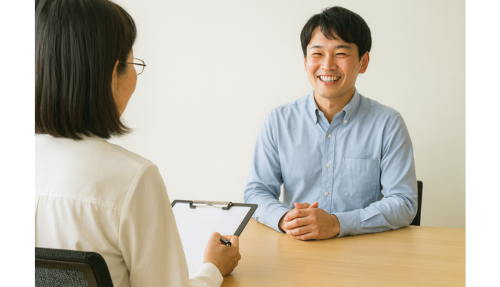 訪問介護の面接で質問される男性応募者