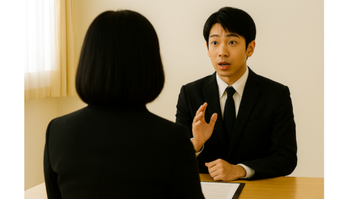 逆質問する男性応募者