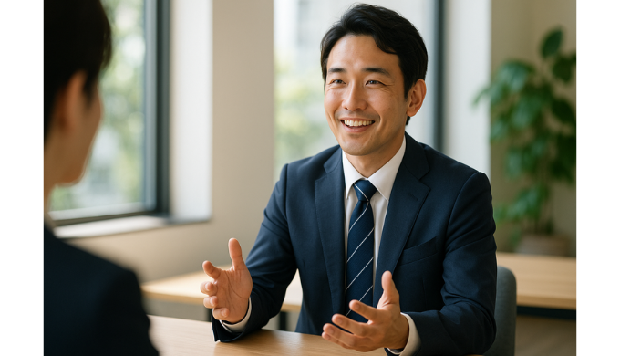介護の面接の志望動機で、理想のライフスタイルについて語る男性応募者。